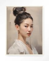 Urban Cotton Wandkleed 'Haruto' 80 x 110cm in Floating Frame - off white