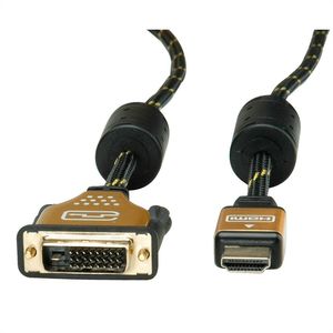 ROLINE 11.04.5892 video kabel adapter 3 m HDMI DVI Zwart, Goud