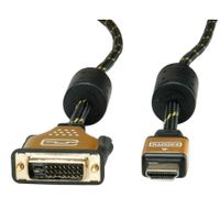 ROLINE 11.04.5892 video kabel adapter 3 m HDMI DVI Zwart, Goud - thumbnail