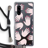 Hands pink: Sony Xperia 5 Transparant Hoesje met koord