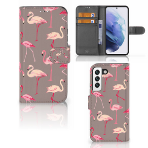 Samsung Galaxy S22 Telefoonhoesje met Pasjes Flamingo