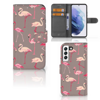 Samsung Galaxy S22 Telefoonhoesje met Pasjes Flamingo - thumbnail