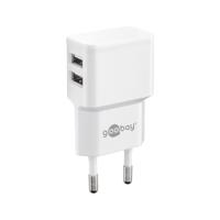 USB-A-adapter - USB-A-lader - 2 poorts - 2400mA - 12W - Wit