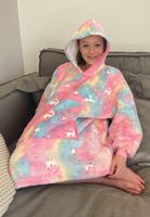 Plaid met mouwen - kind - fleece - unicorn glow - Badrock Plaid met mouwen - kind - fleece - unicorn glow - Badrock