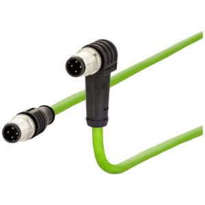 Metz Connect 142M1D19010 M12 Netwerkkabel, patchkabel CAT 5e SF/FTP 1.00 m Groen PUR-mantel, Zuurbestendig, Ozonbestendig, UV-bestendig, Geschikt voor