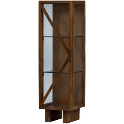 WOOOD Vitrinekast 'Kella' Mangohout en glas, 137 x 40cm, kleur Bruin