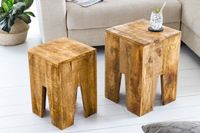 Design bijzettafel set van 2 JUNGLE 35cm natuurlijke mango massief houten salontafel handgemaakt - 42576 - thumbnail
