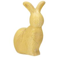 Home & Styling Decoratie paashaas / konijn - geel - dolomiet - 14 cm - paasdecoratie