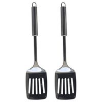 Kitchen Solutions Gerim keukengerei Bakspatel/bakspaan - 2x - zilver - rvs - 34 cm