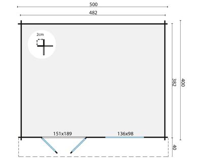 Blokhut - Tuinhuis Toledo | 34 mm | vuren Red Class Wood geïmpregneerd