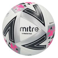 Mitre Voetbal Ultimatch Plus Polyurethaan Wit/zilver/roze Maat 4 - thumbnail