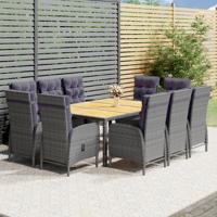 11-delige Tuinset poly rattan grijs