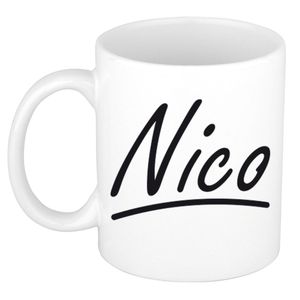 Naam cadeau mok / beker Nico met sierlijke letters 300 ml   -