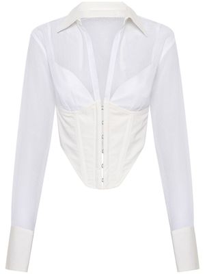 Dion Lee chemise Grid transparente à détail de corset - Blanc