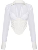 Dion Lee chemise Grid transparente à détail de corset - Blanc