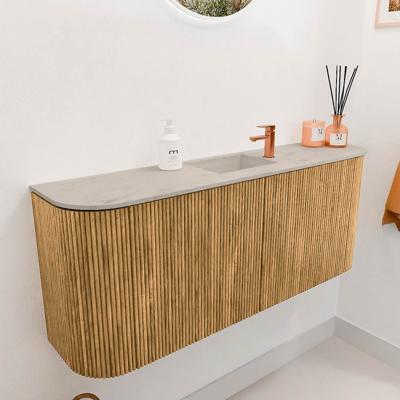 Toiletmeubel Mondiaz Joya Dlux | 103.2 cm | Meubelkleur Oak | Faye wastafel Opalo Wasbak Midden | 1 kraangat