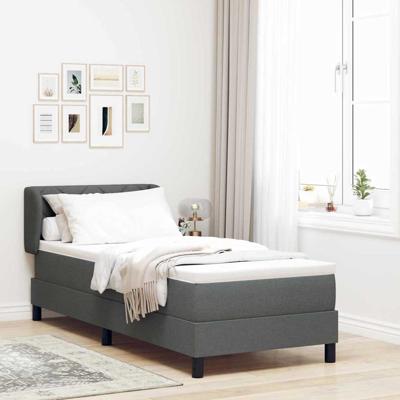 Boxspringbed met matras stof donkergrijs 80x200 cm