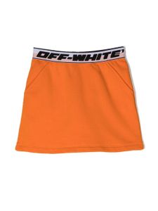 Off-White Kids jupe en coton à taille à logo - Orange