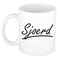 Sjoerd Naam koffiemok - beker - met sierlijke letters - wit - 300 ml - Cadeau - Heren