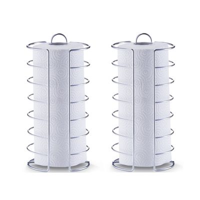 2x Zilveren metalen keukenrolhouders rond half dicht 15 x 30 cm