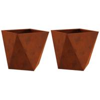 VidaXL Plantenbak 2 pcs roestig 50 x 50 x 50 cm cortenstaal