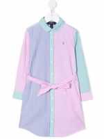 Ralph Lauren Kids robe-chemise colour block à rayures - Rose - thumbnail