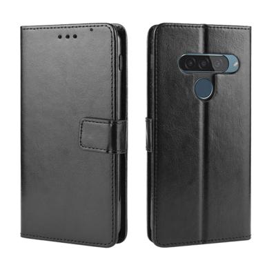Retro Crazy Horse textuur horizontale Flip lederen case voor LG G8S ThinQ met houder & kaartsleuven & fotolijstjes (zwart)