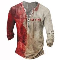 Bloedvlekken Ontwerper Retro vintage Voor heren 3D-afdrukken T-shirt Henley-shirt Straat Casual Dagelijks Halloween T-shirt Grijs Lange mouw Henley Overhemd Zomer Lente Herfst Kleding S M L XL XXL Lightinthebox - thumbnail