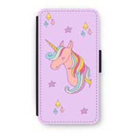 Roze eenhoorn: iPhone X Flip Hoesje