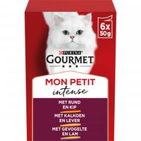 Gourmet Mon Petit Intense met rund en kip, kalkoen en lever,  gevogelte en lam (6x50 g) 8 x (6 x 50 g)