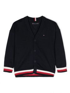 Tommy Hilfiger Junior cardigan à logo brodé - Bleu