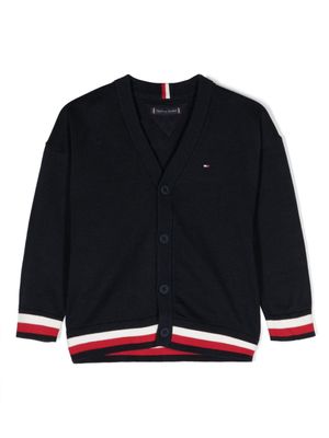 Tommy Hilfiger Junior cardigan à logo brodé - Bleu