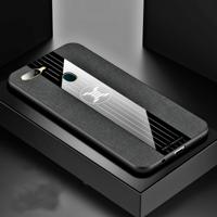 Voor OPPO A7 XINLI stiksels doek Textue schokbestendige TPU beschermhoes (zwart)