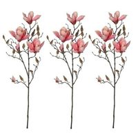 3x Roze Magnolia/beverboom kunsttak kunstplant 90 cm