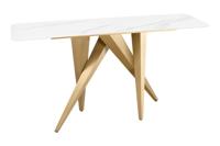 Console ART LIVING 140cm keramisch wit marmeren blad met champagne gouden frame - 46203