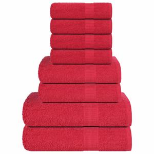 VidaXL 8-delige handdoekenset 360 g/m² 100% katoen rood