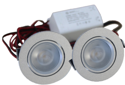 Set 2 x 4 Watt dimbare led inbouwspots Aluminium - 2700K