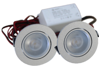 Set 2 x 4 Watt dimbare led inbouwspots Aluminium - 2700K