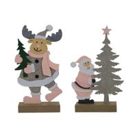 Kerstman/rendier vilt 25cm roze/grijs Kerstman/rendier vilt 25cm roze/grijs