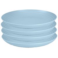 Rond bord/camping bord - 4x - D25 cm - ijsblauw - kunststof - onbreekbaar