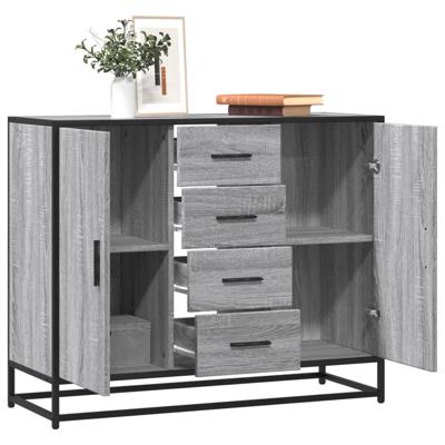 Dressoir 92x35x76 cm bewerkt hout grijs sonoma eikenkleurig