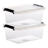 5Five opberg kist met deksel - 2x - Clip Box - 4,5 liter - 29 x 20 x 12 cm - kunststof - transparant 5Five opberg kist met deksel - 2x - Clip Box - 4,5 liter - 29 x 20 x 12 cm - kunststof - transparant
