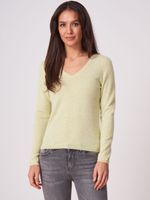 Basic fijngebreide V-hals trui van biologisch cashmere