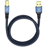 Oehlbach USB Plus B USB 2.0 [1x USB-A 2.0 stekker - 1x USB-B 2.0 stekker] 1.00 m Blauw Vergulde steekcontacten - thumbnail