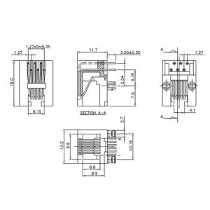 encitech RJJU-66-125-E3H-011 RJ12-connector 3253-0002-03 Bus, inbouw horizontaal Aantal polen 6P6C Zwart 1 stuk(s)