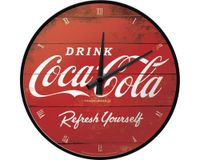 Nostalgic Art Coca-Cola Kwartswandklok Cirkel Zwart, Rood, Wit - thumbnail