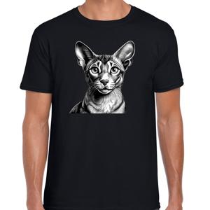 Cadeau/verkleed T-shirt heren - zwart - Oosterse Korthaar kat/poes - kattenliefhebber