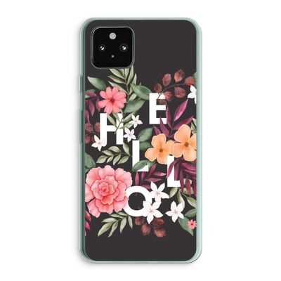 Hello in flowers: Google Pixel 5a 5G Transparant Hoesje