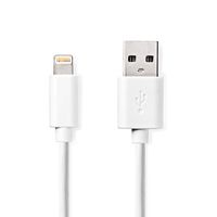 Lightning Kabel | USB 2.0 | Apple Lightning 8-Pins | USB-A Male | 480 Mbps | Vernikkeld | 1.00 m | Rond | PVC | Wit
