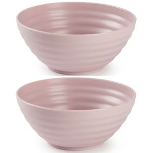 Set van 4x kommetjes/schaaltjes - Dessert/ontbijt - Kunststof - D14 cm - Oudroze